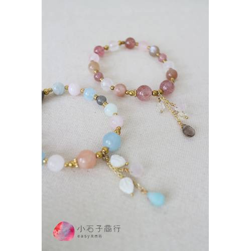 基礎串珠材料包 // 豐盛女神吊飾手鍊(璀璨粉紅) (1份)