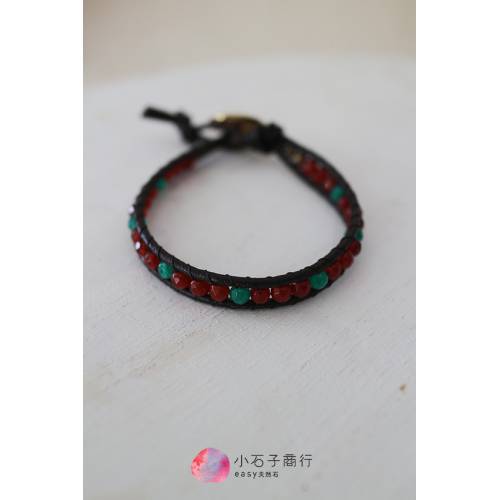基礎串珠材料包 // 雅典娜皮繩線編手環(歡樂紅) (1份)
