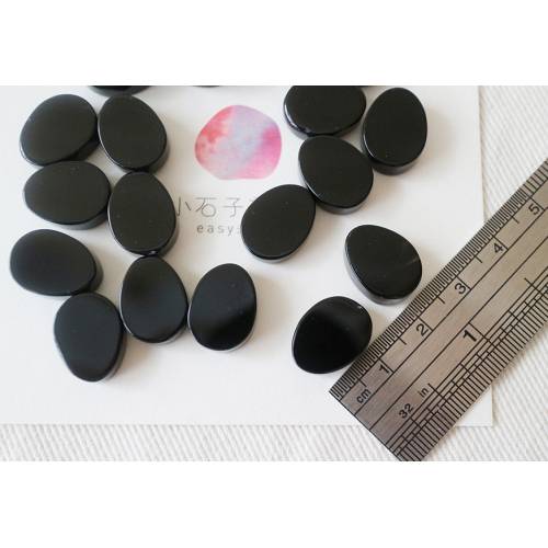 彩色蛋型寶石片-黑瑪瑙11x15mm (2入)