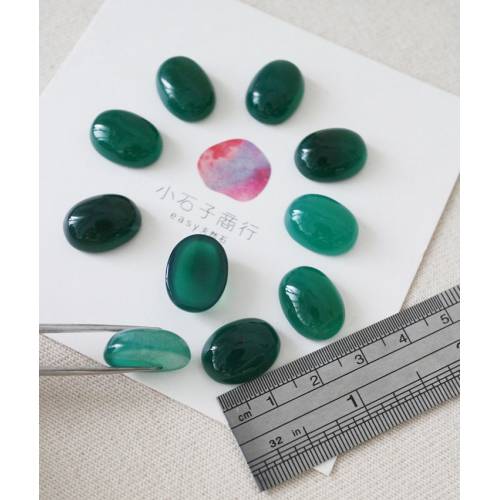 綠瑪瑙-橢圓形戒面 12x16x6-6.5mm(A) (1入)