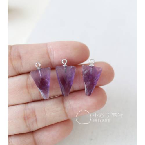 輕珠寶銀墜-紫水晶-倒三角切角10x16mm (1入)