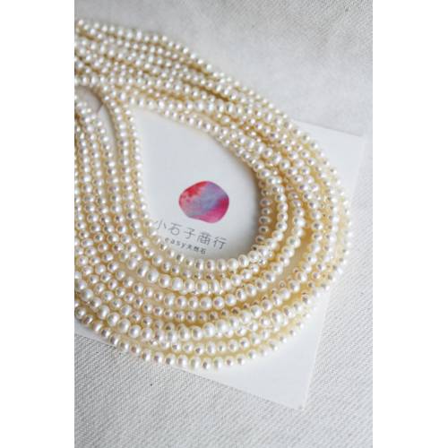 淡水珍珠-米粒(白色)約3.5x4mm(扁形)(1串/約110入)