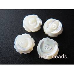 雙面玫瑰花-白色貝殼 12mm (1入)