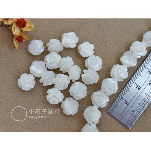 雙面玫瑰花-白色貝殼 8mm (1串/25入)